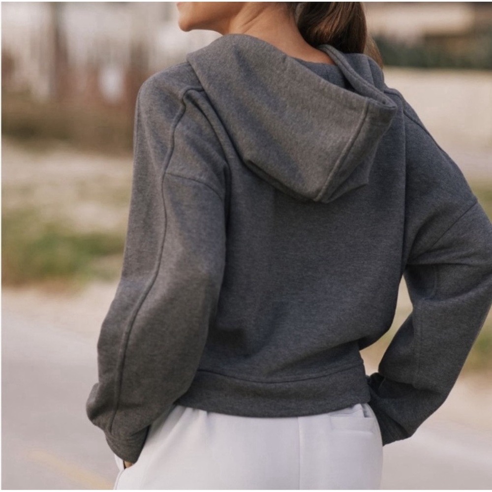Anthropology Charcoal Hooded Pullover Turtleneck Sweater - Picture 2 of 9